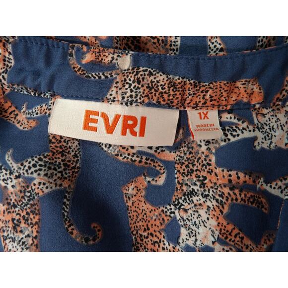 Evri 2X Cheetah Top Blouse Sleeveless Leopard FLowy Career Casual Big Cat - Picture 5 of 11